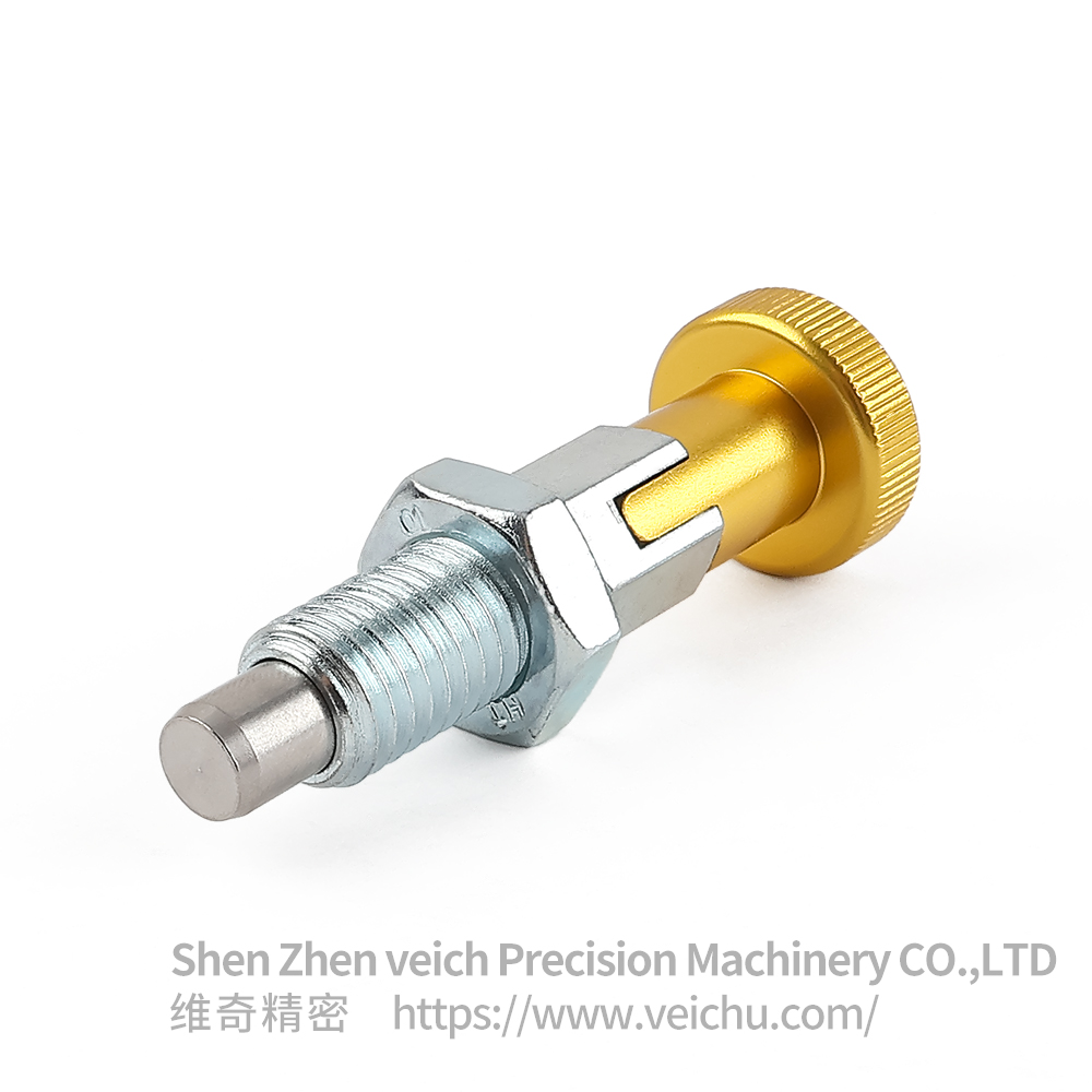 VCN217-CK 镀锌自锁型旋钮柱塞 - 金色把手