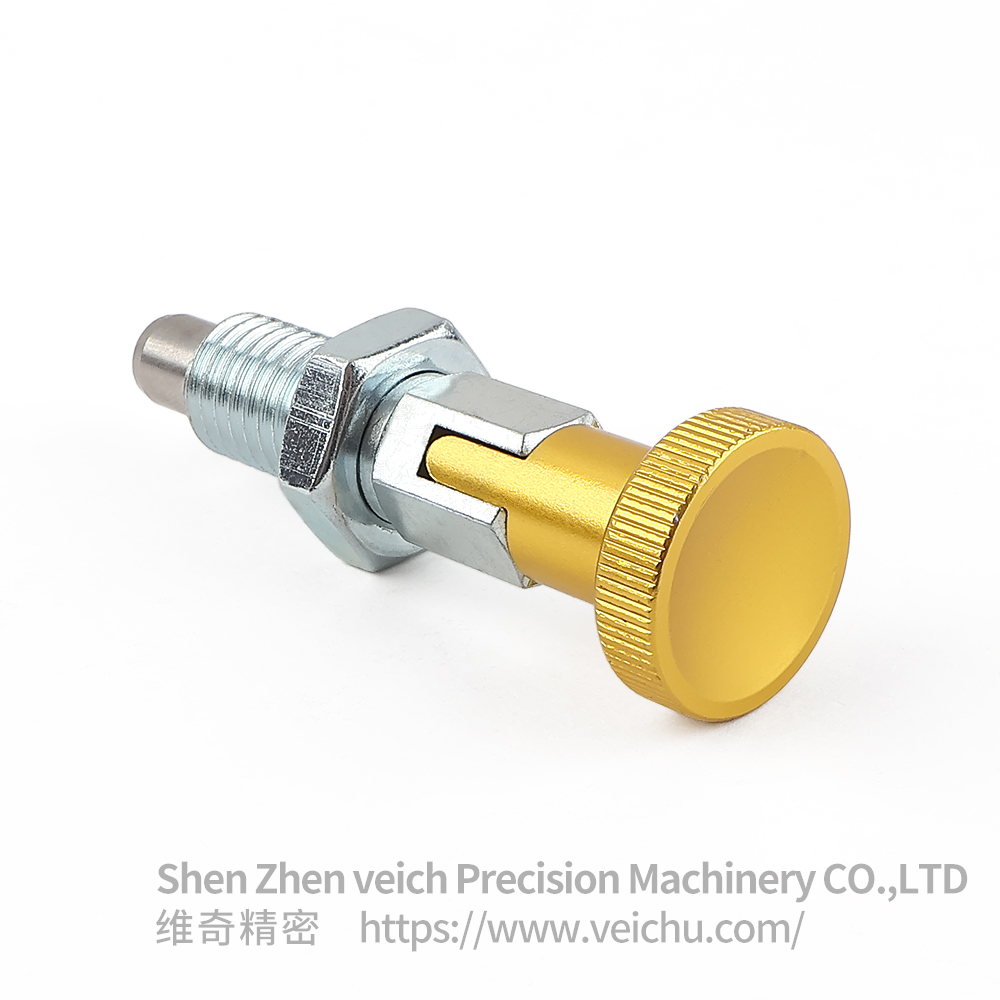 VCN217-CK 镀锌自锁型旋钮柱塞 - 金色把手