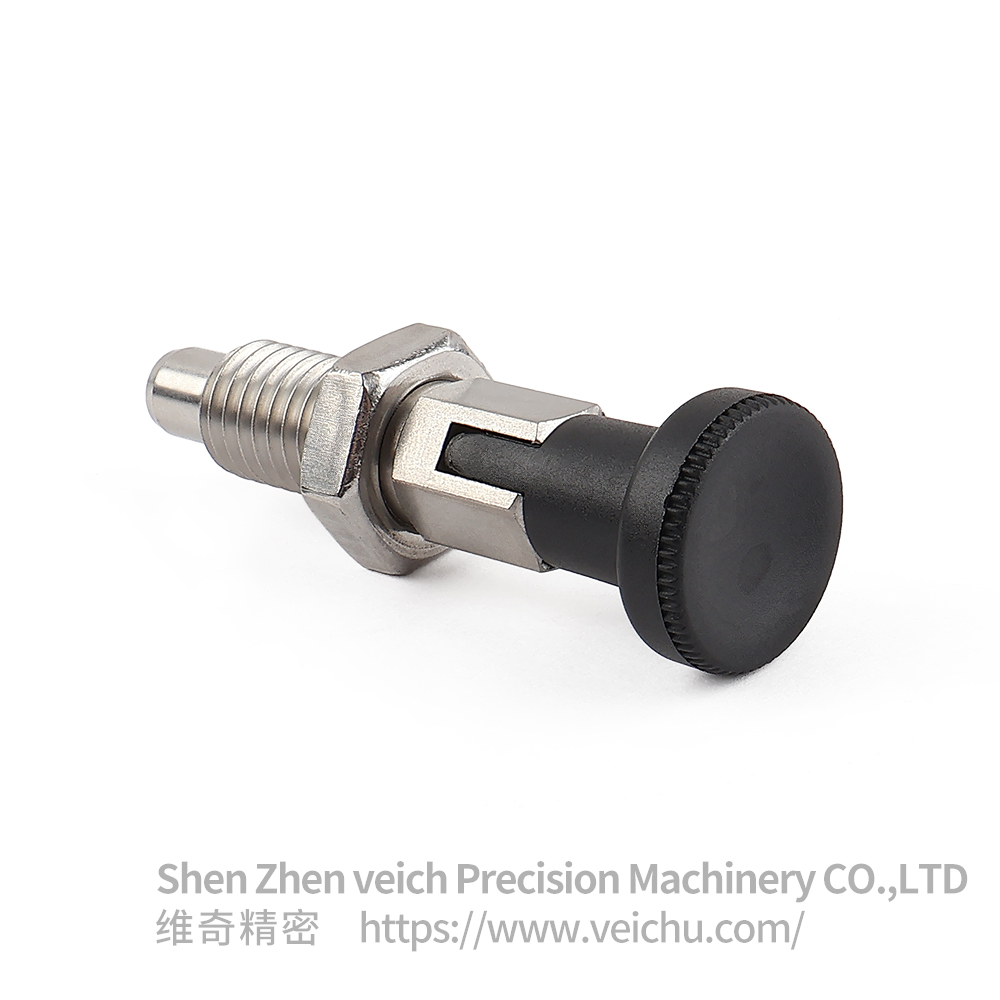 VCN217-YNK 自锁型不锈钢旋钮柱塞 - 塑料把手
